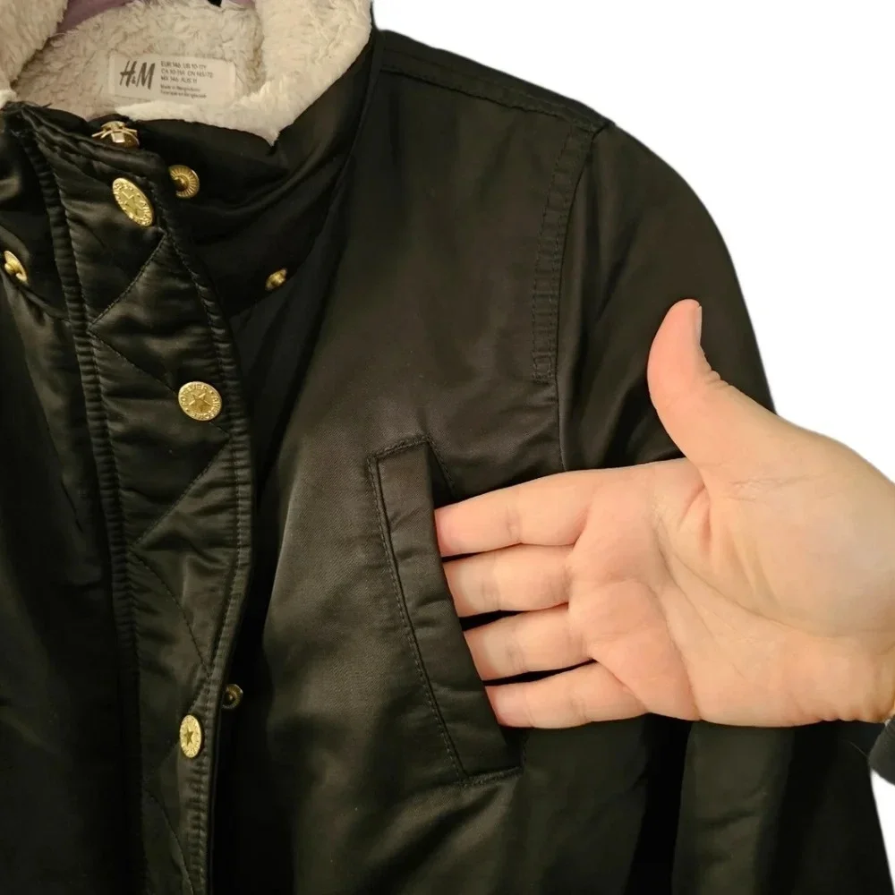 H&M Black Youth Parka Coat
